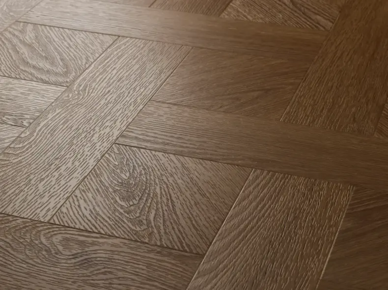 View of Cottage Oak (Basketweave) luxury vinyl tile by Textures LVT