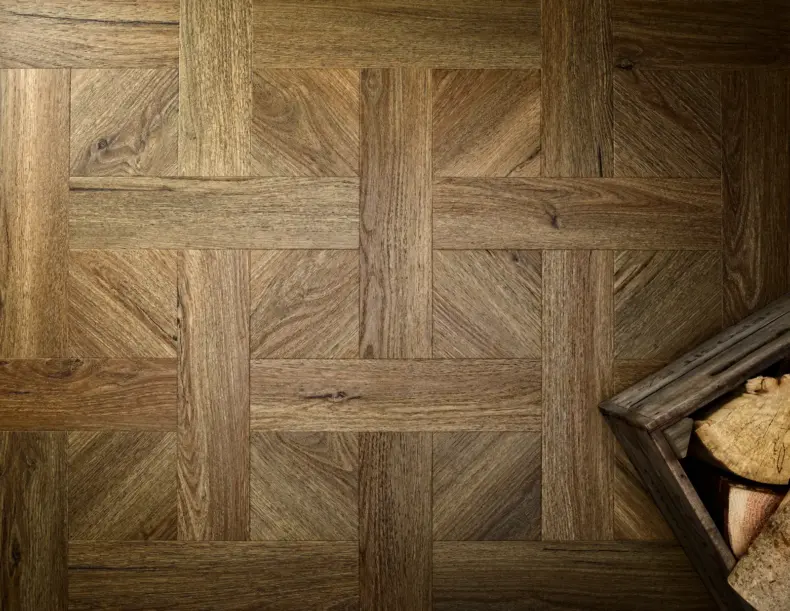 View of Aged Oak (Basketweave) luxury vinyl tile by Textures LVT