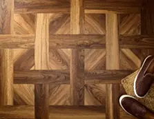View of Warm Walnut (Basketweave) luxury vinyl tile by Textures LVT