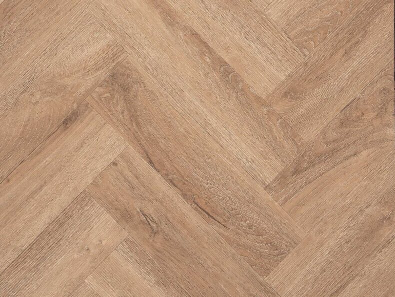 View of Weathered Oak (Herringbone) luxury vinyl tile by Textures LVT