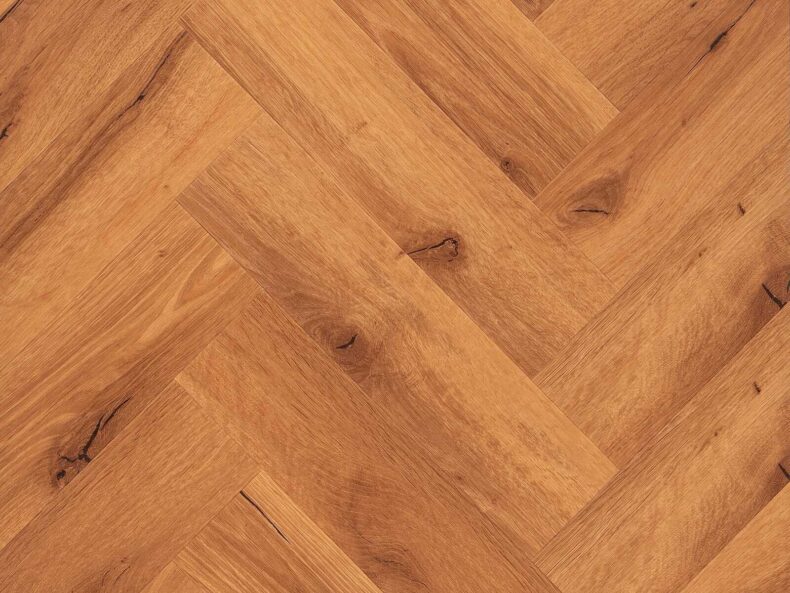 View of Honey Oak (Herringbone) luxury vinyl tile by Textures LVT