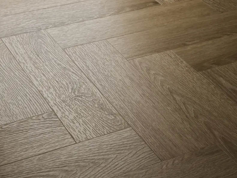 View of Light Oak (Herringbone) luxury vinyl tile by Textures LVT