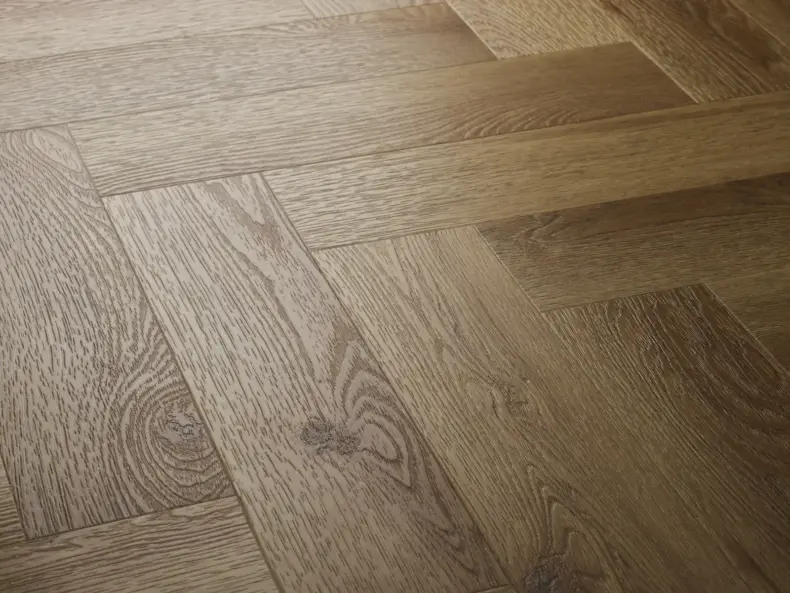 View of Summer Oak (Herringbone) luxury vinyl tile by Textures LVT