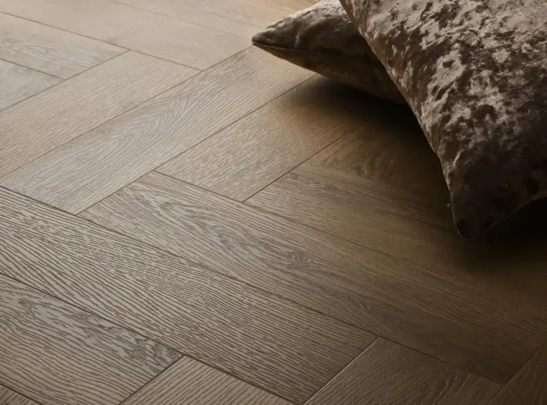 View of Traditional Oak (Herringbone) luxury vinyl tile by Textures LVT
