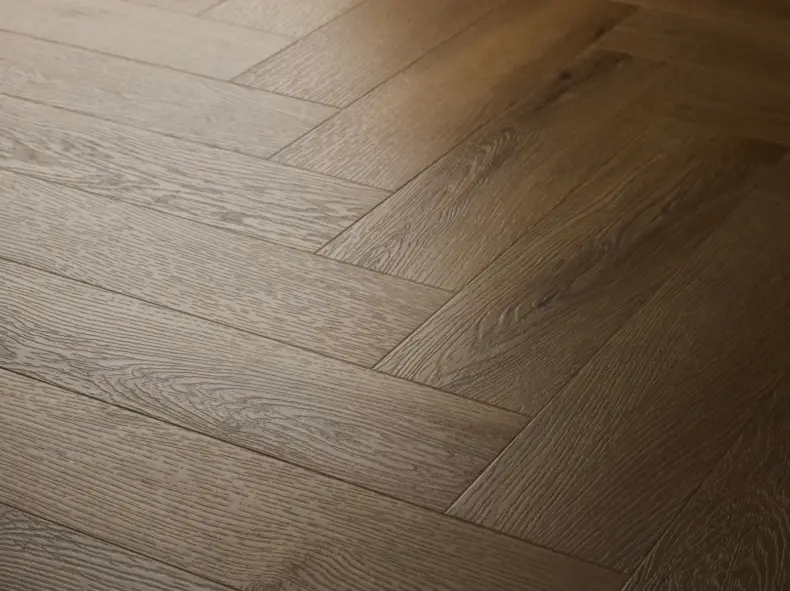 View of Traditional Oak (Herringbone) luxury vinyl tile by Textures LVT