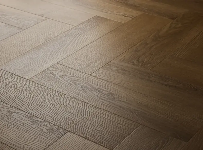 View of Traditional Oak (Herringbone) luxury vinyl tile by Textures LVT