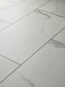 View of Carrera White (Stone) luxury vinyl tile by Textures LVT