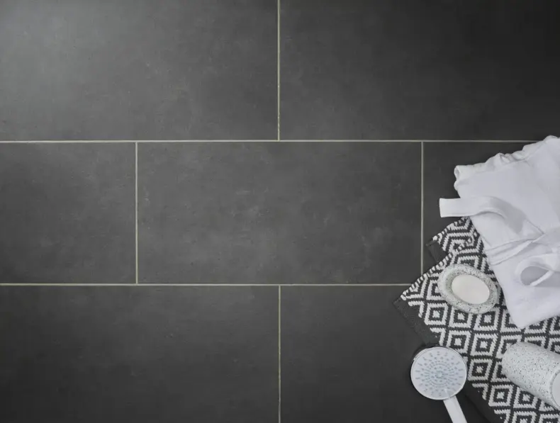 View of Dark Slate (Stone) luxury vinyl tile by Textures LVT