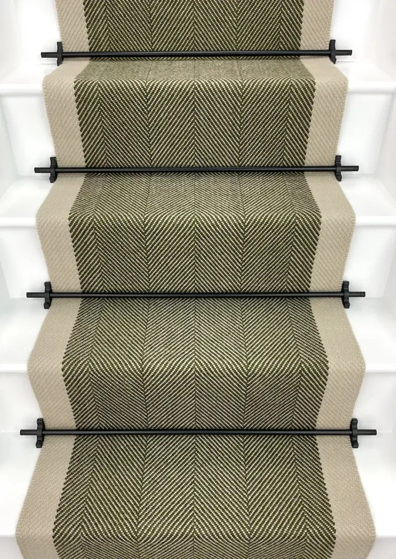Ingram - Moss Green stair runner by Off The Loom