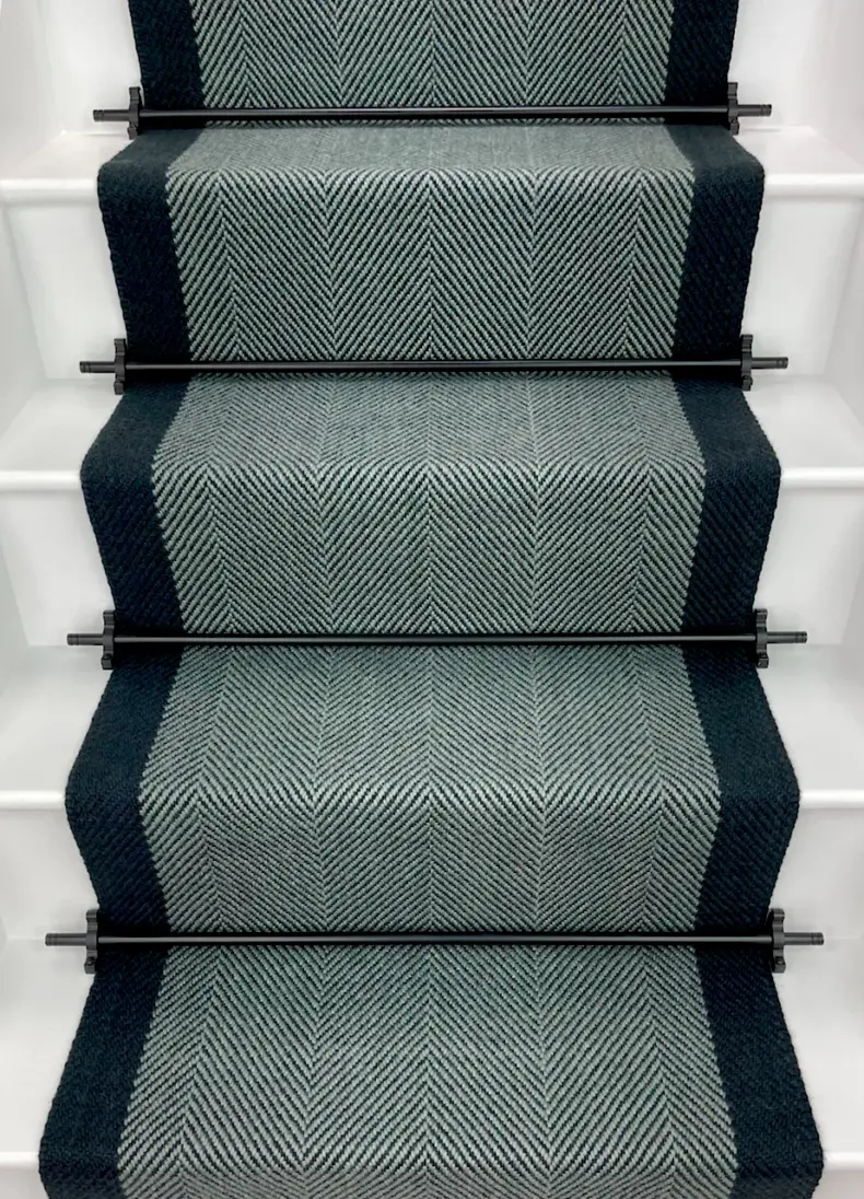 Ingram - Vintage Blue stair runner by Off The Loom